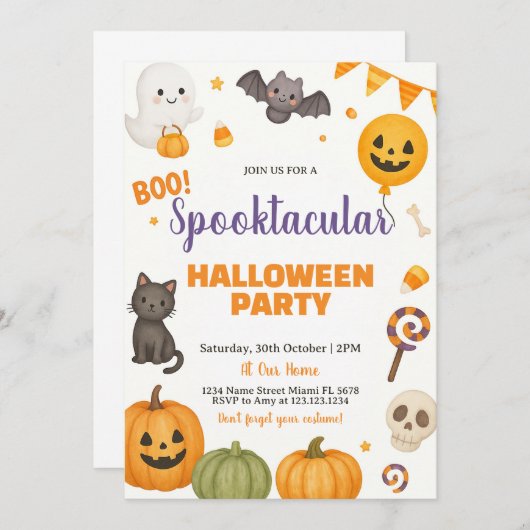 Spooktacular Halloween-Party Einladung (Vorne/Hinten)