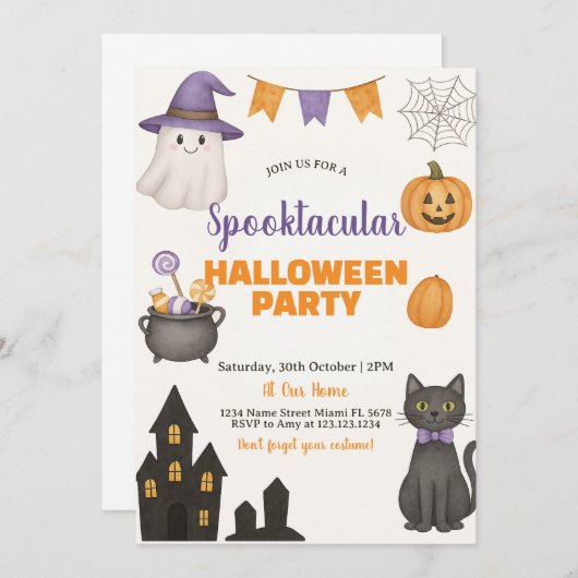 Spooktacular Halloween-Party Einladung (Vorne/Hinten)