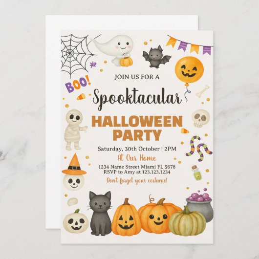 Spooktacular Halloween-Party Einladung (Vorne/Hinten)
