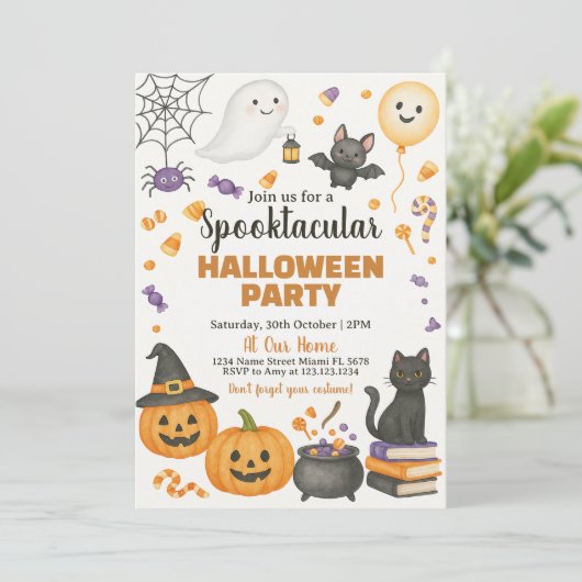 Spooktacular Halloween-Party Einladung (Stehend Vorderseite)