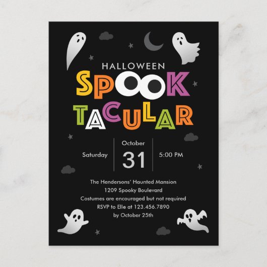 Spooktacular Halloween-Party Einladung Postkarte (Vorderseite)