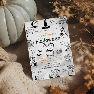 Spooktacular Halloween-Party Hexen-Doodle Einladung
