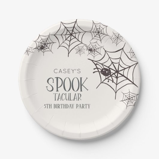 Spooktacular Halloween Party Spider Webs Pappteller (Vorderseite)