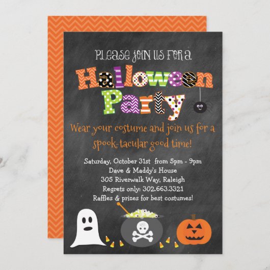 Spooktacular Halloween-Party-Tafel-Einladung Einladung (Vorne/Hinten)