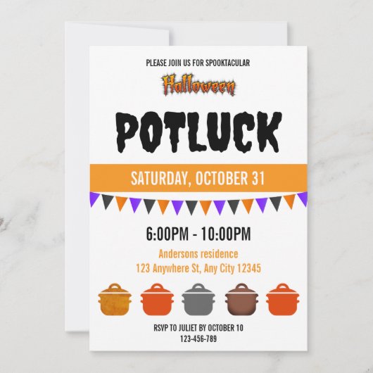 Spooktacular Halloween Potluck Einladung (Vorderseite)