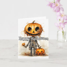 Spooktacular Halloween Pumpkin Scarecrow Art Karte