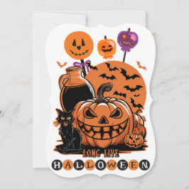 Spooktacular Halloween Spaß mit Niedlichen Schwarz Einladung
