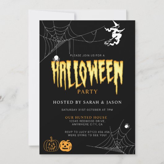 Spooktacular Halloween Spider Web Hexe Party Einladung (Vorderseite)