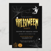 Spooktacular Halloween Spider Web Hexe Party Einladung (Vorne/Hinten)