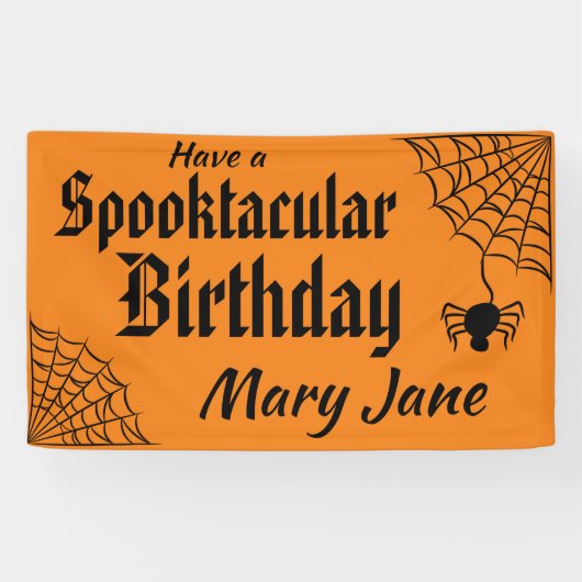 Spooktacular Halloween Spiderweb Geburtstag Banner (Horizontal)