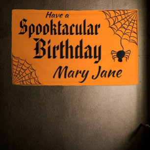 Spooktacular Halloween Spiderweb Geburtstag Banner