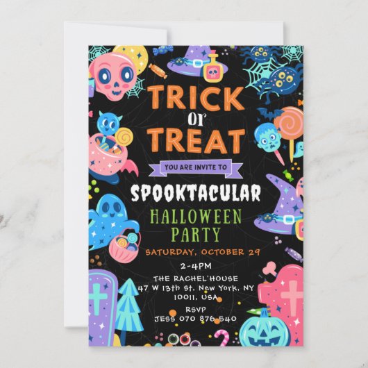 Spooktacular Halloween Trick oder Treat Pumpkin Einladung (Vorderseite)