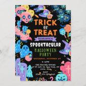 Spooktacular Halloween Trick oder Treat Pumpkin Einladung (Vorne/Hinten)