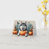 Spooktacular Husky Happy Halloween Karte (Gelbe Blume)