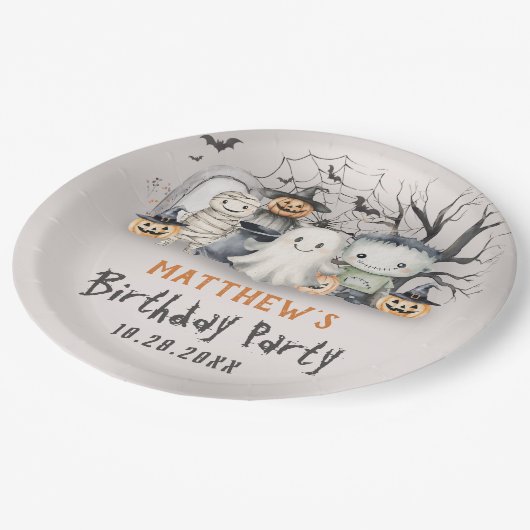 Spooktacular Kids Halloween Pappteller (Schrägansicht)