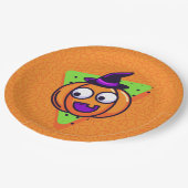 Spooktacular Kürbis-Halloween-Teller - Orange Pappteller (Schrägansicht)