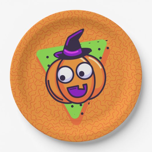 Spooktacular Kürbis-Halloween-Teller - Orange Pappteller (Vorderseite)