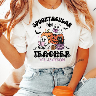 Spooktacular Lehrer Custom Name Süßes Halloween T-Shirt