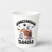 Spooktacular Lehrer Halloween Geister & Pumpkins Pappbecher (Rückseite)