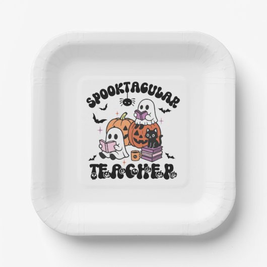 Spooktacular Lehrerin Ghosts Halloween Pappteller (Vorderseite)