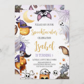 Spooktacular Lila Halloween Geburtstag Einladung (Vorne/Hinten)