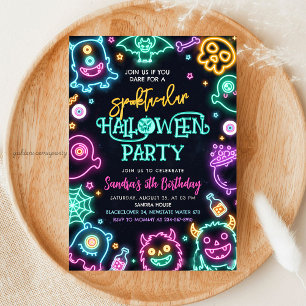 Spooktacular Neon Halloween Einladung
