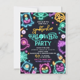 Spooktacular Neon Halloween Einladung Postkarte
