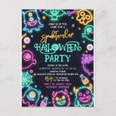 Spooktacular Neon Halloween Einladung Postkarte (Vorderseite)