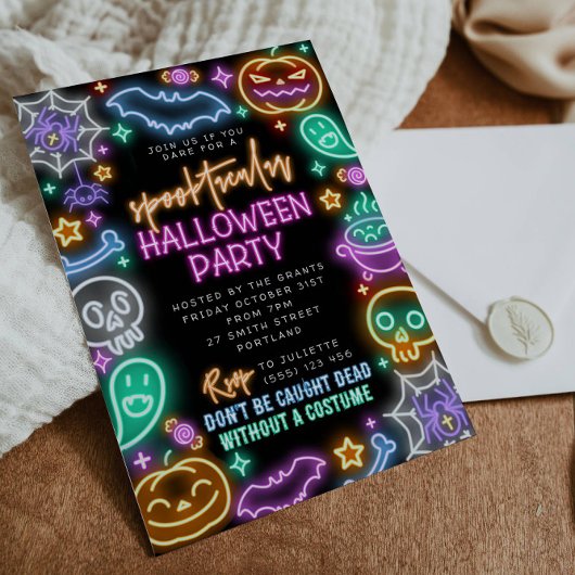Spooktacular Neon Halloween Invitation Einladung