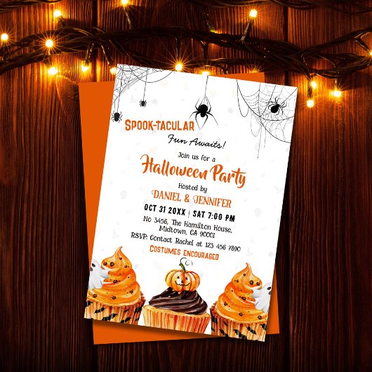 Spooktacular niedlich cupcakes Kürbiskuchen Hallow Einladung