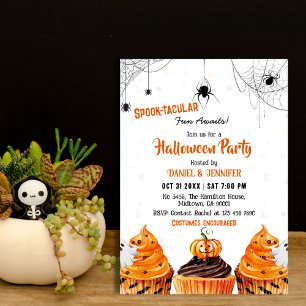 Spooktacular niedlich cupcakes Kürbiskuchen Hallow Einladung