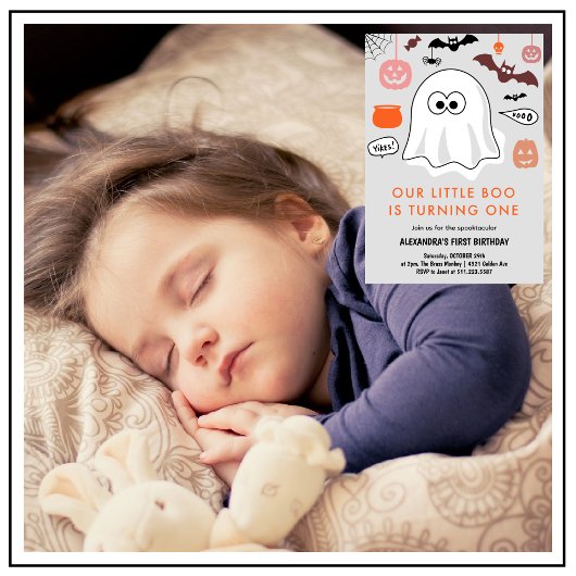 Spooktacular Niedlich Ghost Halloween 1. Geburtsta Einladung