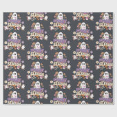 Spooktacular Niedlich Ghosts and Blume Groovy Blac Geschenkpapier (Flach)