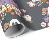 Spooktacular Niedlich Ghosts and Blume Groovy Blac Geschenkpapier (Rolleneckpunkt)