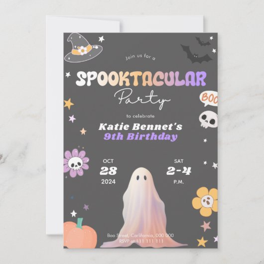 Spooktacular Niedlich Halloween Geburtstagsparty E Einladung (Vorderseite)