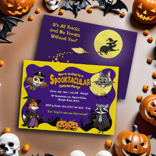 Spooktacular Niedlicher Tiere Halloween Kostüm Par Einladung