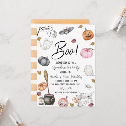 Spooktacular Party Erste Geburtstagsdusche Einladung (Vorderseite/Rückseite Beispiel)