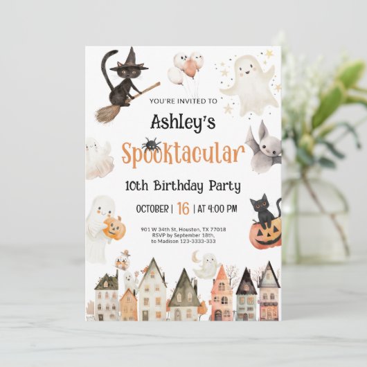 Spooktacular Party Halloween Einladung (Stehend Vorderseite)