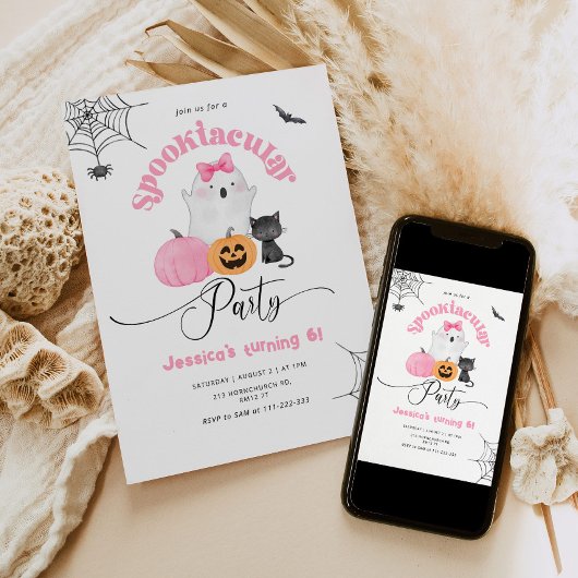 Spooktacular Party Mädchen Halloween Geburtstag Einladung