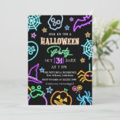 Spooktacular Party Neon Glow Halloween-Party Einladung (Stehend Vorderseite)