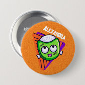 Spooktacular Personalized Zombie Button - orange (Vorne & Hinten)