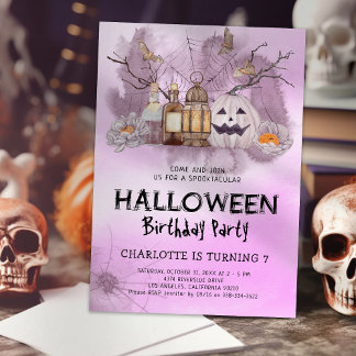 Spooktacular Pink Kids Halloween Einladung