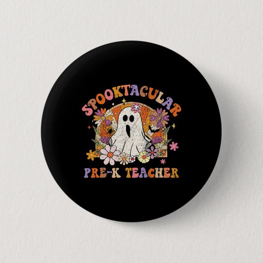 Spooktacular Pre-k Lehrer glücklich Halloween Matc Button (Vorderseite)