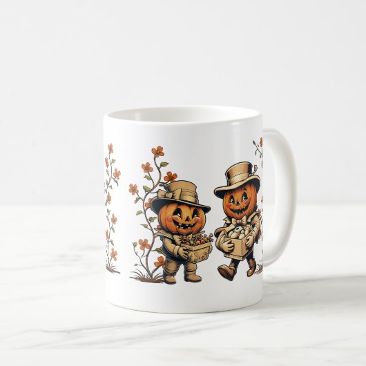 Spooktacular Pumpkin Couple Halloween Kaffeetasse (VorderseiteRechts)