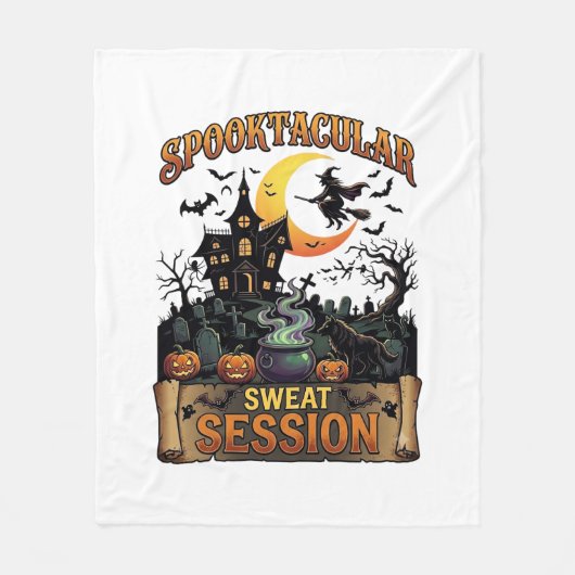 Spooktacular Schweiß-Session Spukhaus Hexe Cau Fleecedecke (Vorderseite)