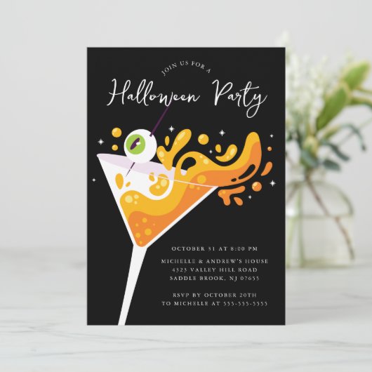 Spooktacular Sip Soiree Halloween Einladung (Stehend Vorderseite)