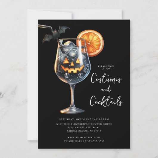 Spooktacular Sips Cocktail Halloween-Party Einladung (Vorderseite)
