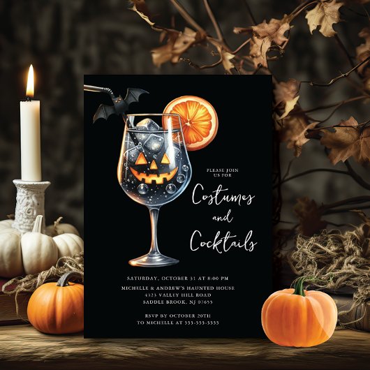 Spooktacular Sips Cocktail Halloween-Party Einladung