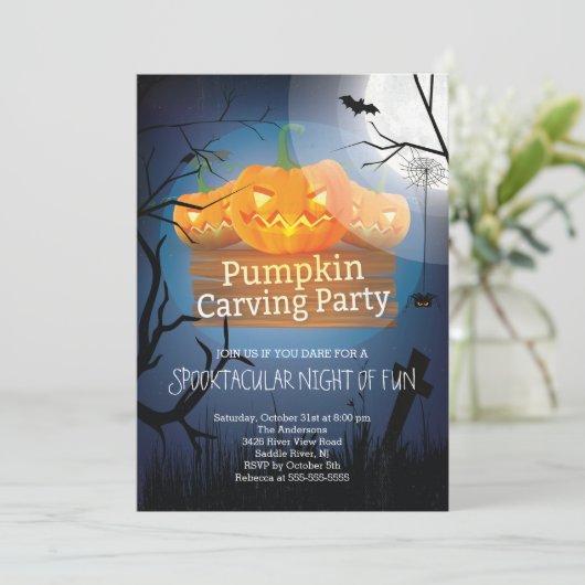 Spooktacular Spaß-Kürbis, der Party Halloween Einladung (Stehend Vorderseite)