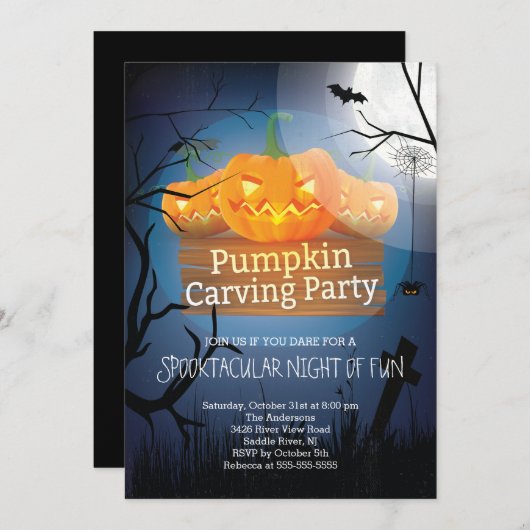 Spooktacular Spaß-Kürbis, der Party Halloween Einladung (Vorne/Hinten)